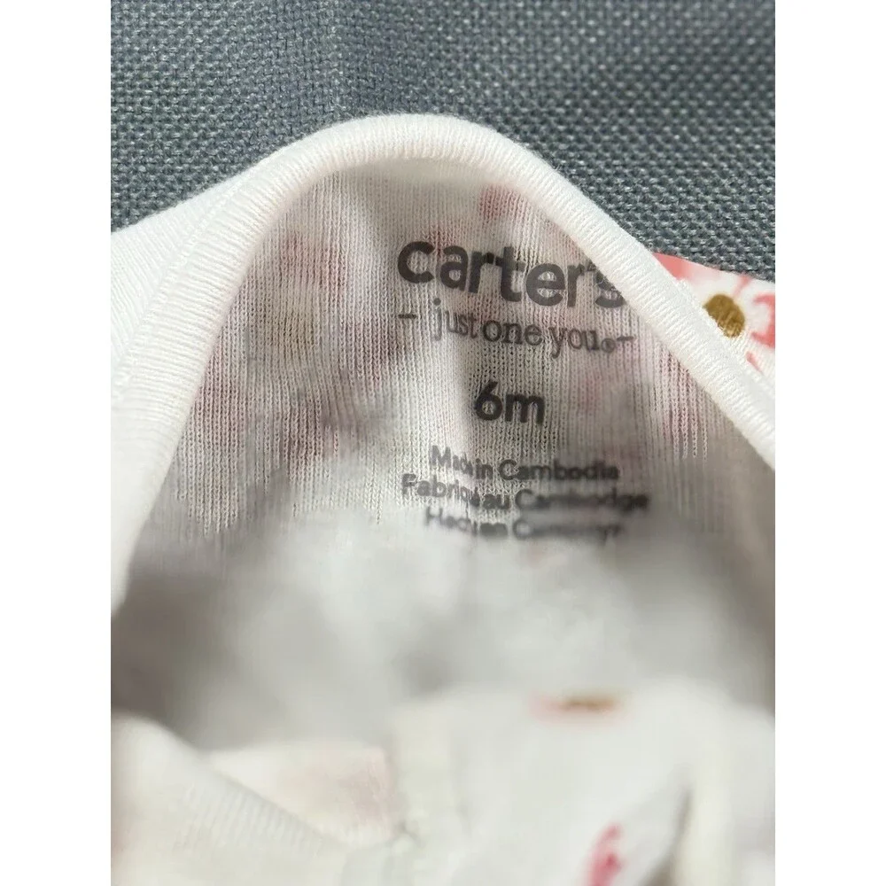 Carters Babygirl Floral Zip Up One Piece Pajama Size 6m